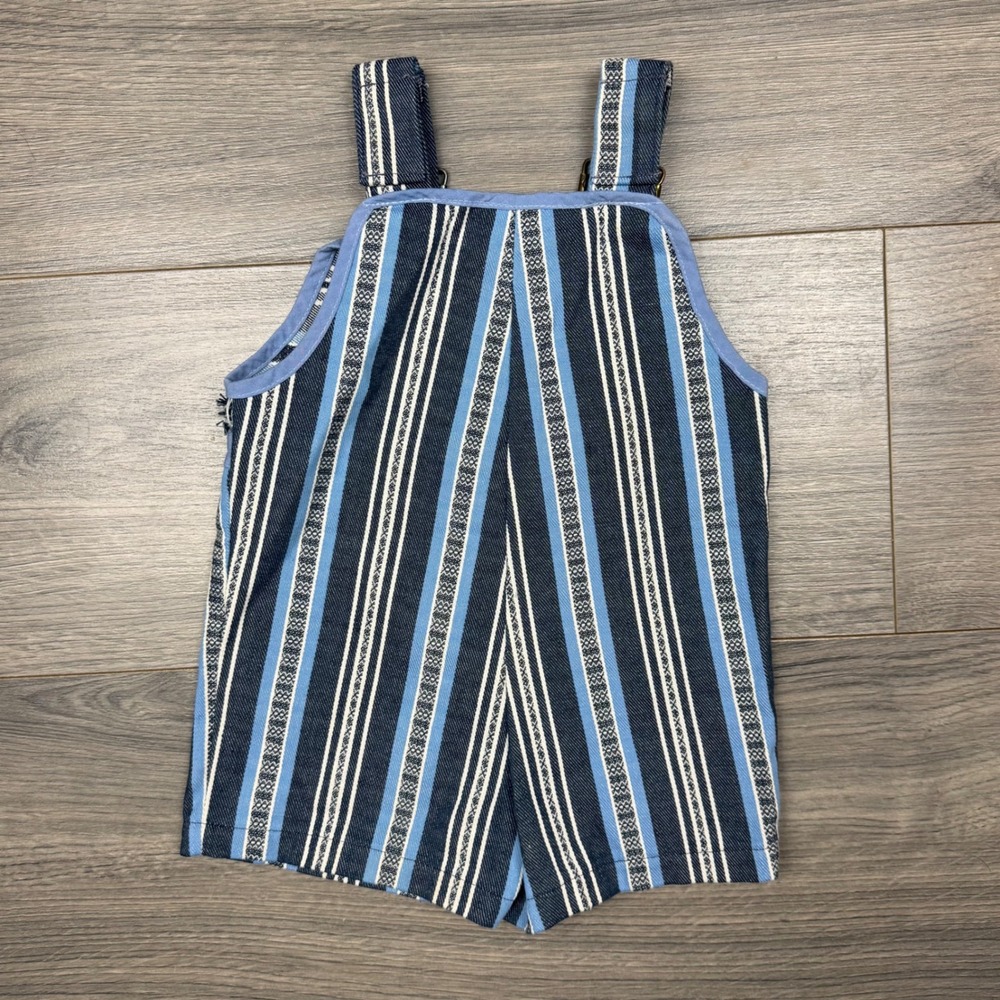 Vintage Baby Overalls‎ 12–18M Blue Stripe Brass Buckle Button Repair Needed - Picture 5 of 8